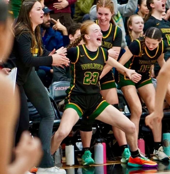 Ava Horrocks (23) displays the kind of fervent spirit often shared on the San Ramon Valley bench.
